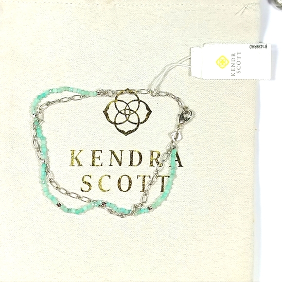 Kendra Scott Jewelry - Kendra Scott Double Strand Friendship Turquoise Beaded Silver Chain Bracelet new